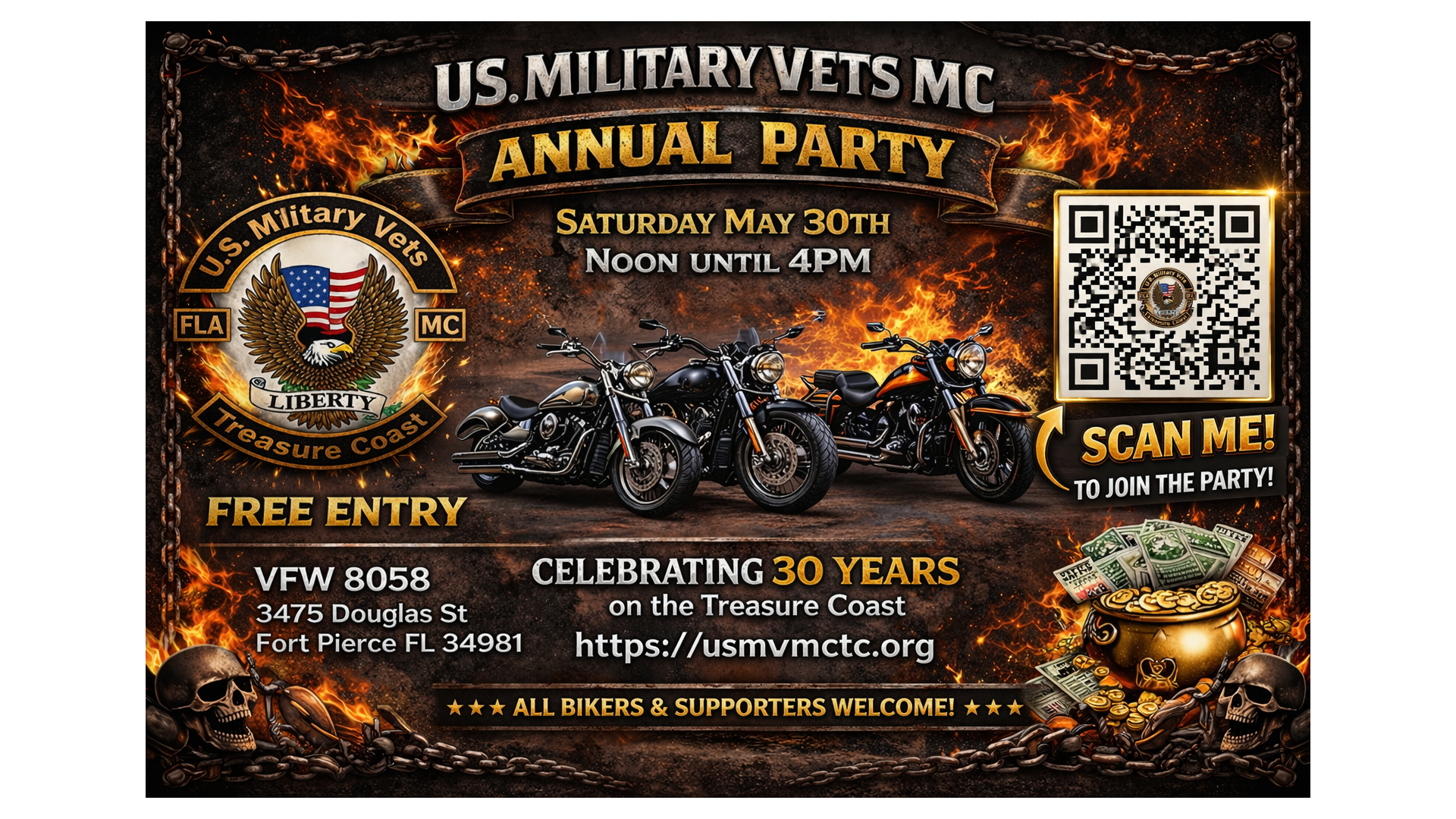 Event flyer for US Military Vets 30th Annual